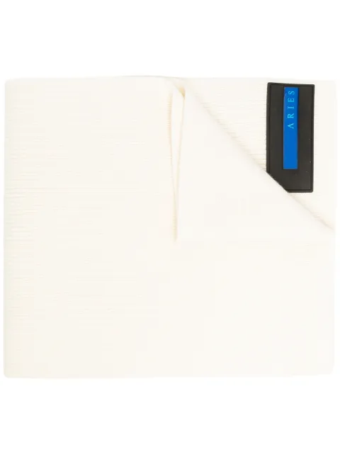 Aries logo-patch ribbed scarf White FRAR90001