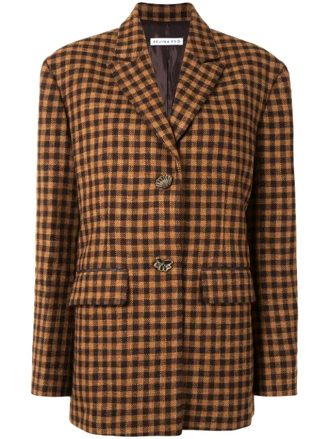 Rejina Pyo Bowen checked jacket Brown B102