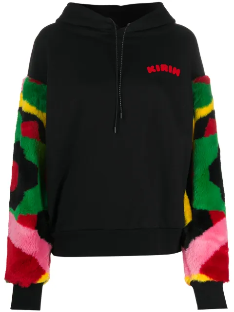 Kirin contrast-panel hoodie Black KWBB006F20FLE0011025
