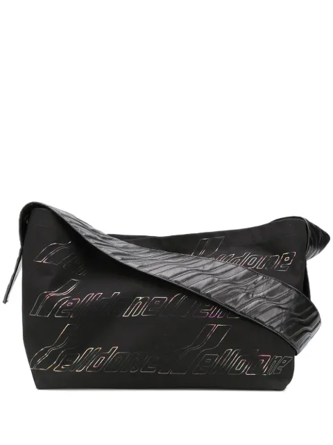 We11done logo-print shoulder bag Black WDAB820140UBK