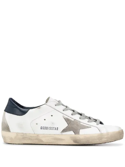 Golden Goose Super-Star trainers with suede star and blue heel tab White GWF00102F000311