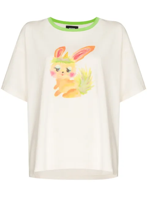 We11done bunny-print crew-neck T-shirt Neutrals WDTT021510UGR