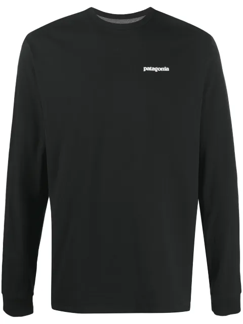 Patagonia logo-print long-sleeved T-shirt Black 38518