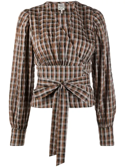 Baum Und Pferdgarten gingham-print wrap blouse Brown 21155C8359