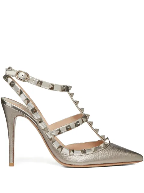 Valentino Garavani 100mm Rockstud metallic pumps Gold WS0393NNF