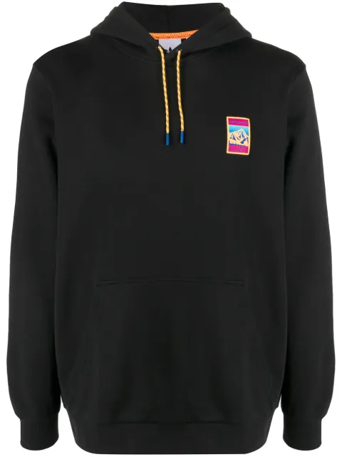 adidas logo patch drawstring hoodie Black GP1119FELPABLACK