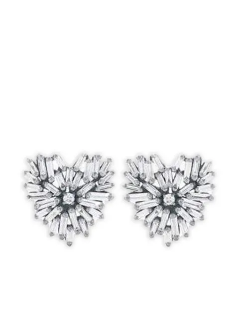 Suzanne Kalan 18K white gold small Heart diamond earrings Gold BAE423WG