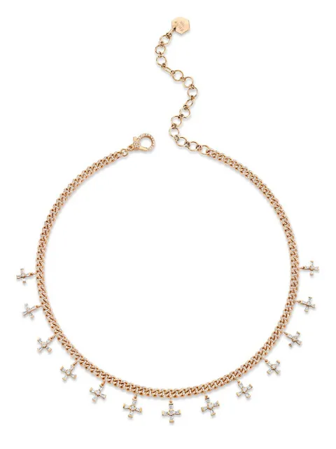 SHAY 18kt rose gold diamond Baby Don't Cross Me link necklace Gold SN327RG18