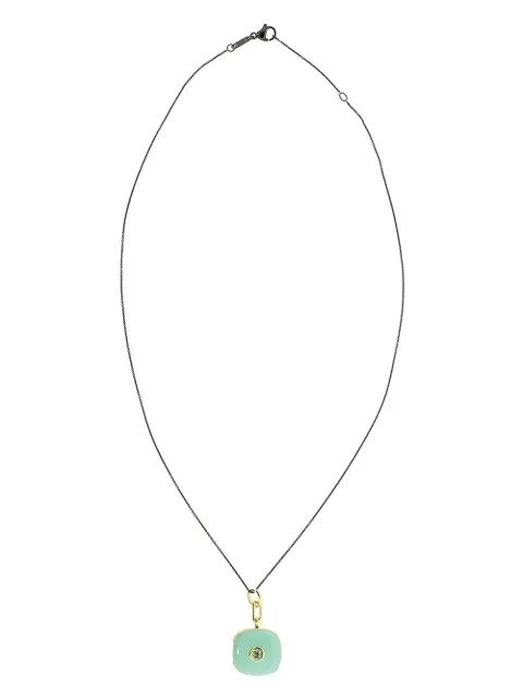 MONICA RICH KOSANN 18kt yellow gold sapphire enamel Cushion locket necklace Green VL2004