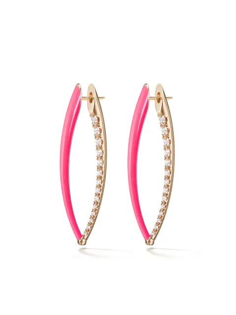 Melissa Kaye 18kt yellow gold and diamond Cristina large hoop earrings Pink E1906CP