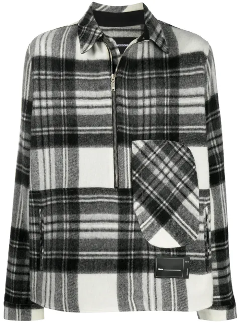 We11done half-zip plaid wool shirt Grey WDBL320910UGY