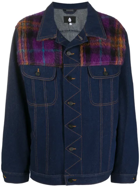 Natasha Zinko check plaid denim jacket Blue PF20DUO417457009