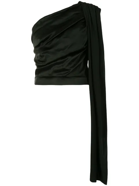 Materiel one-shoulder draped blouse Black PF20ANK975BLBK