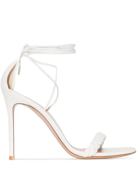 Gianvito Rossi Leomi 105mm braided lace-up sandals White G6153115RICNAP
