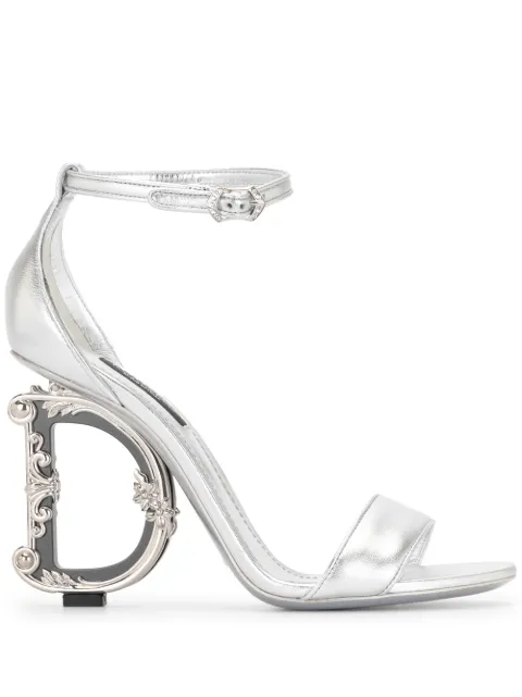 Dolce & Gabbana baroque logo-heeled sandals Silver CR0739AW121