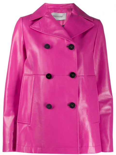 Valentino Garavani double-breasted leather jacket Pink BNB05J2YR