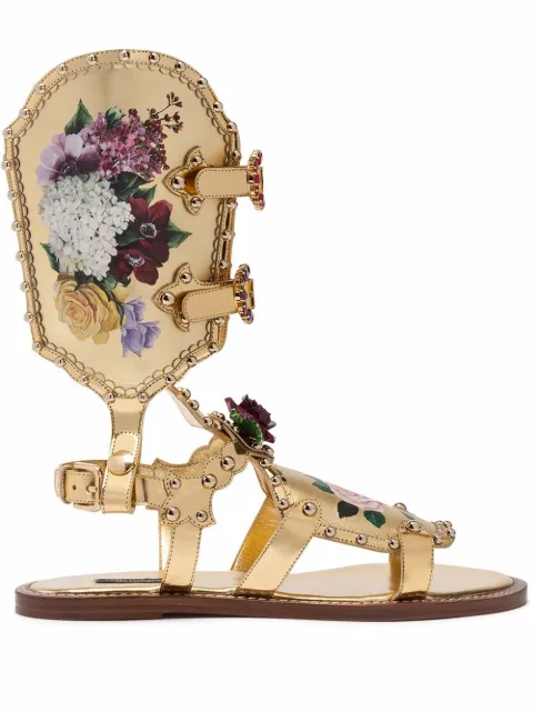 Dolce & Gabbana floral-motif gladiator sandals Gold CQ0235AZ699
