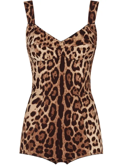 Dolce & Gabbana leopard-print bustier bodysuit Brown F7W97TFSADD