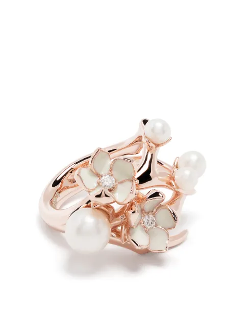 Shaun Leane Cherry Blossom diamond pearl flower ring Pink CB002RVWHRZ