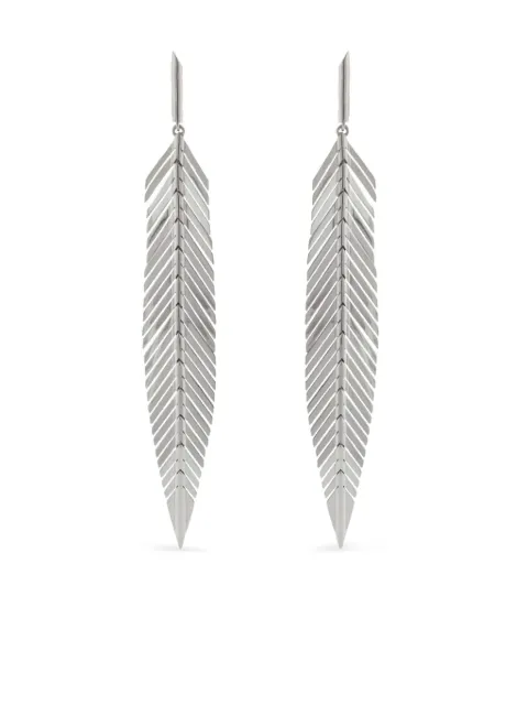Cadar 18kt white gold Feather earrings Silver FEEGW002V3