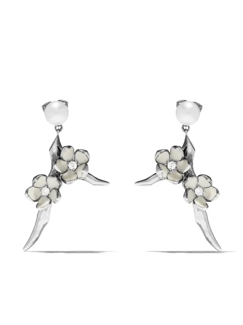 Shaun Leane cherry blossom diamond drop earrings Silver CB017SSWHEOS