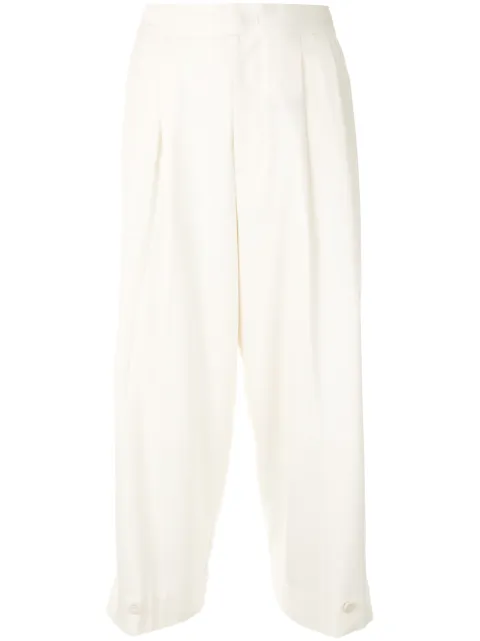Y's crop-leg tapered trousers White YBP43131