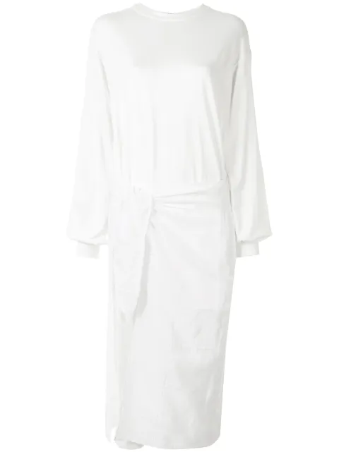 Y's front tie long-sleeved dress White YBT45831