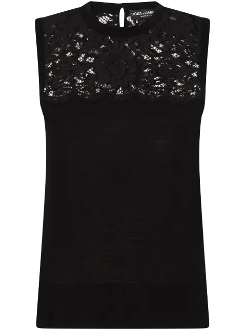 Dolce & Gabbana lace-panel virgin wool blouse Black FX620TJAVUS