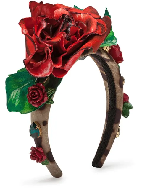 Dolce & Gabbana rose-embellished bejewelled headband Brown FY297ZGD85U