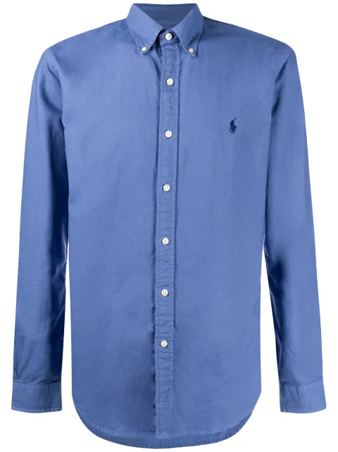 Polo Ralph Lauren logo-embroidered long sleeve shirt Blue 710723610010