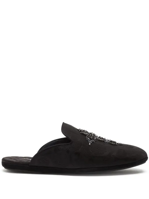 Dolce & Gabbana Young Pope cross-embroidered slippers Black A80116AU338