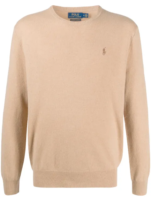 Polo Ralph Lauren embroidered logo cashmere pullover Brown 710732990019