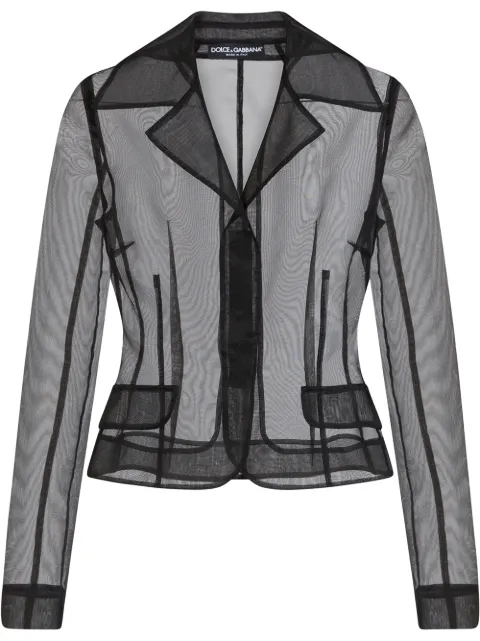 Dolce & Gabbana semi-sheer single-breasted blazer Black F28VNTHUMIP