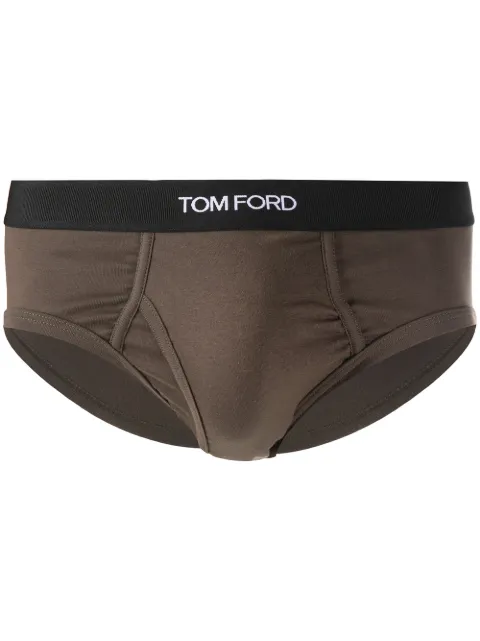 TOM FORD logo cotton briefs Green T4LC11040