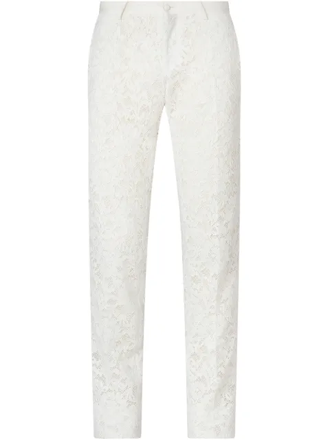 Dolce & Gabbana cordonetto-lace straight-leg trousers White GY7BMTFLM9V