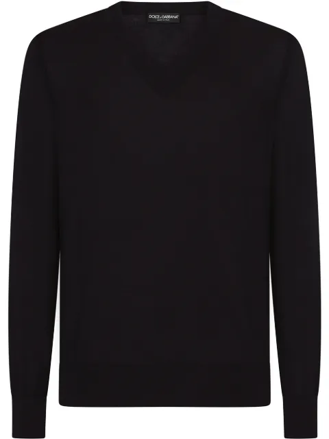 Dolce & Gabbana V-neck cashmere jumper Blue GX413TJAWLA