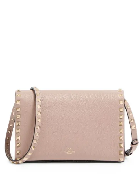 Valentino Garavani small Rockstud grainy calfskin crossbody bag Pink WB0181VSF