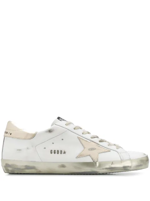Golden Goose Super-Star trainers with gold sparkle foxing and lettering White GMF00101F000316