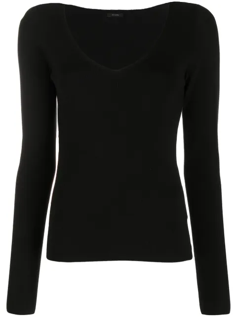 JOSEPH V-neck long-sleeve top Black JF004763