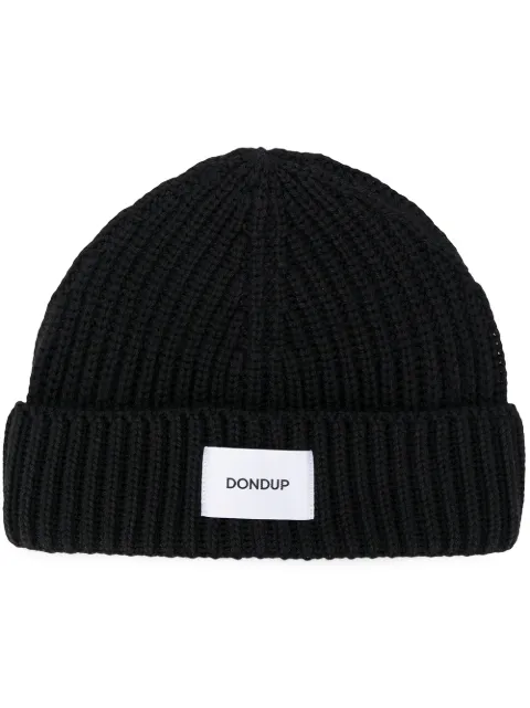 DONDUP ribbed logo beanie Black UQ065Y00474UXXXAW25