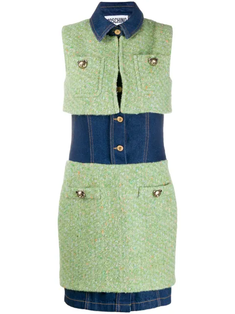 Moschino panelled fitted dress Green A04585519