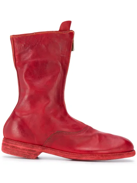 Guidi front-zip leather boots Red 310SOFTHORSE087