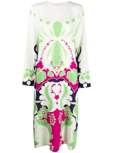 Valentino Garavani floral print silk midi dress White BVAVC067H
