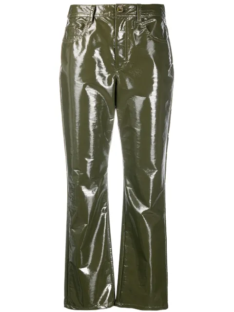 Vivetta coated cropped trousers Green B0325A26