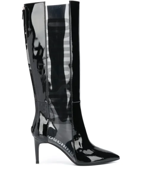 Moschino logo-panel knee-high boots Black MA26017G1BMB3