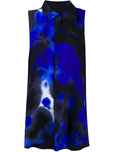 Y's longline tie-dye shirt Blue YBB05125