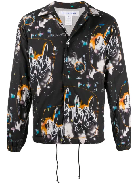 Comme Des Garçons Shirt abstract print shirt jacket Black W28172