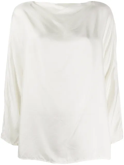 Daniela Gregis boat-neck satin blouse White CA194LWS316