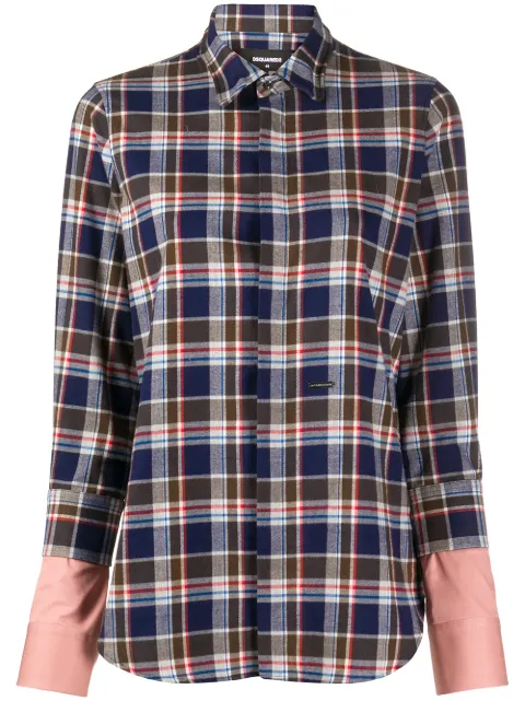 DSQUARED2 layered-sleeves plaid shirt Blue S72DL0665S53169
