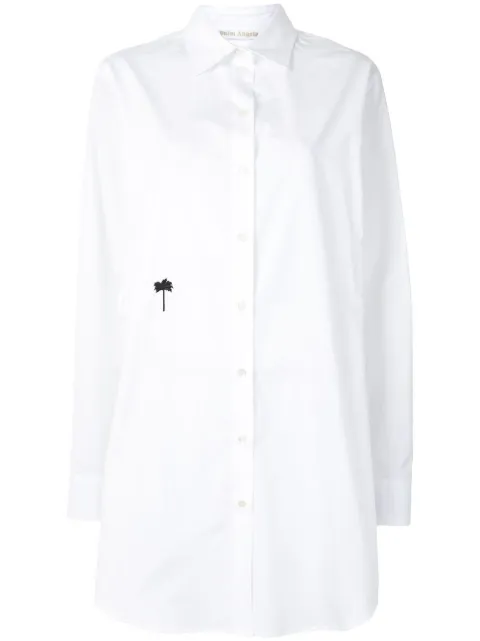 Palm Angels palm-tree motif long-line shirt PWGA038F20FAB0010110